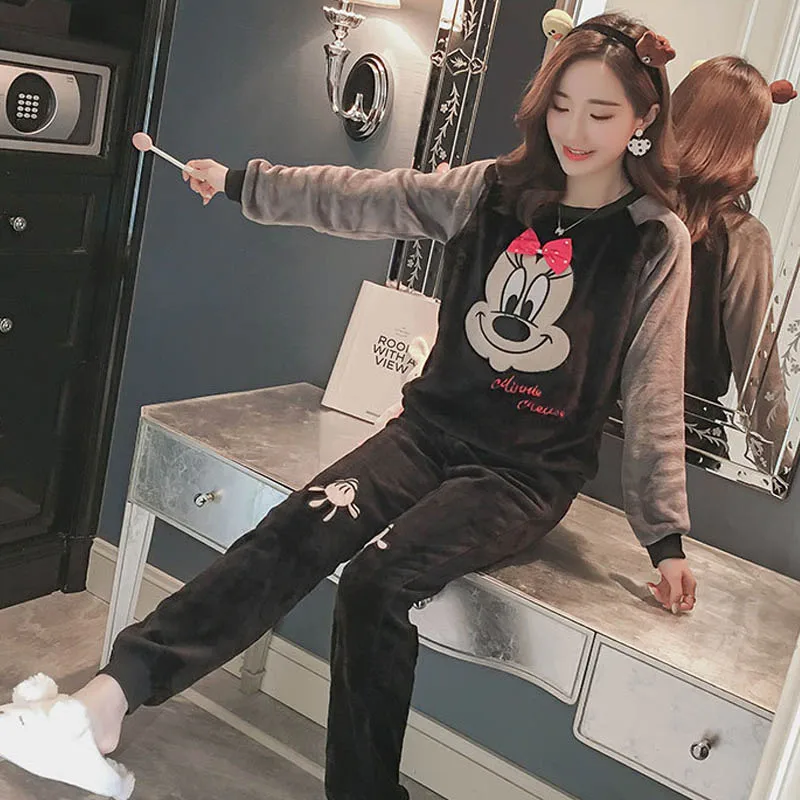 FL059C фланелевые толстые пижамы Para As Mulheres ночное белье Mujer женские Pyama Pijama Feminino Pigiama