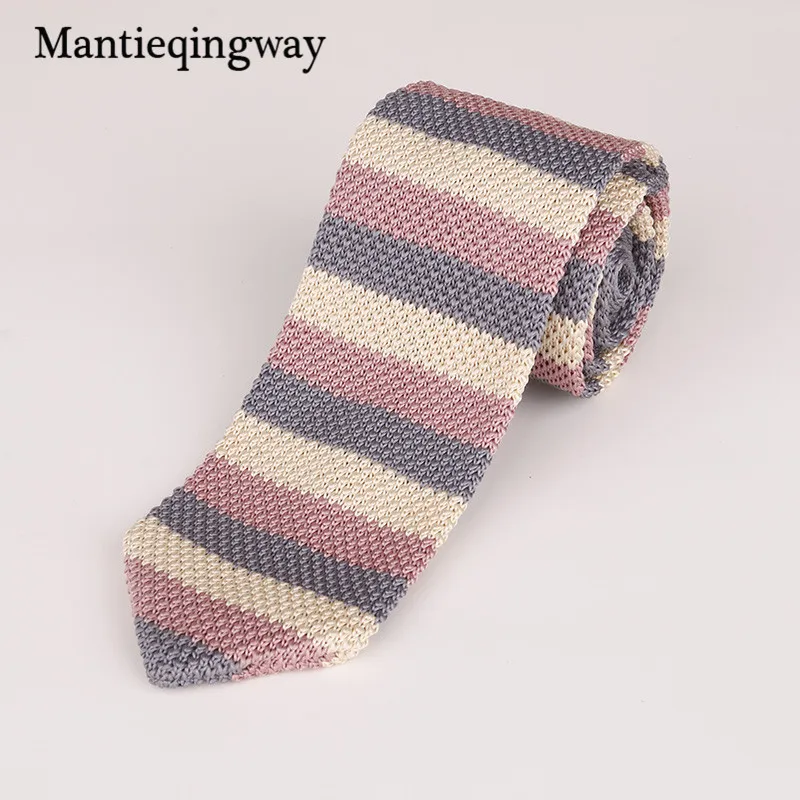 67 Mantieqingway 6 см Модный обтягивающий мужской вязаный галстук классический полосатый вязаный галстук мужские повседневные деловые галстуки для мужчин свадебные - Цвет: 67