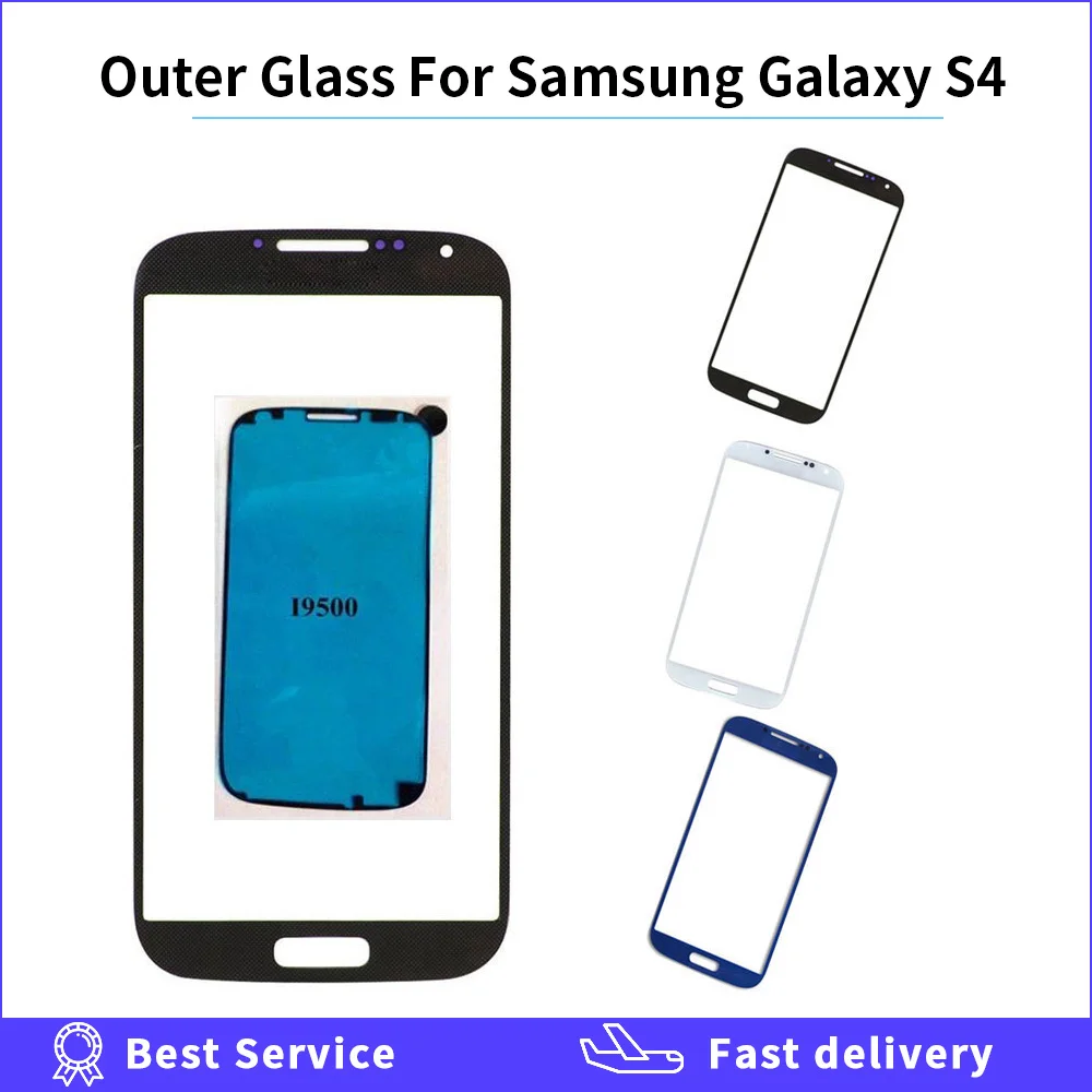 Сменная Передняя стеклянная панель для Samsung Galaxy S4 i9500 i9505 i337 с клеем | Мобильные