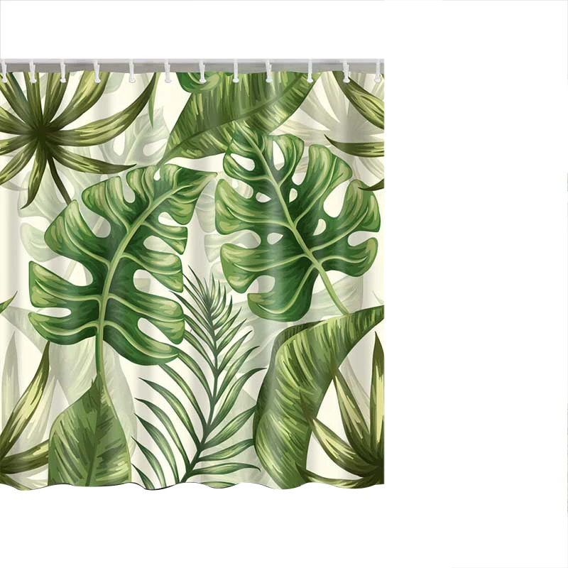 Зеленые тропические растения занавески для душа s ванная комната полиэстер