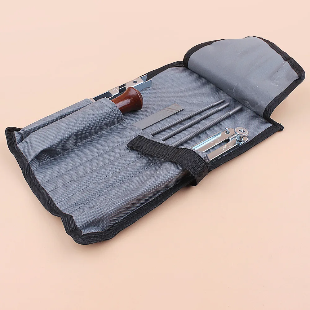 7pcs/set Chainsaw Chain Sharpening Filing File Kit 4mm 4.8mm 5.5mm File for Stihl 3/8".325".404" Chain Files Wooden Holder Set