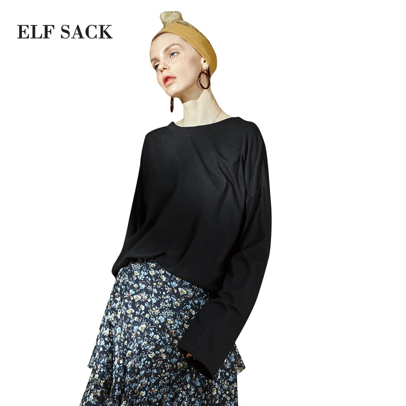 ELFSACK стильные женские футболки с длинным рукавом и открытой спиной женская