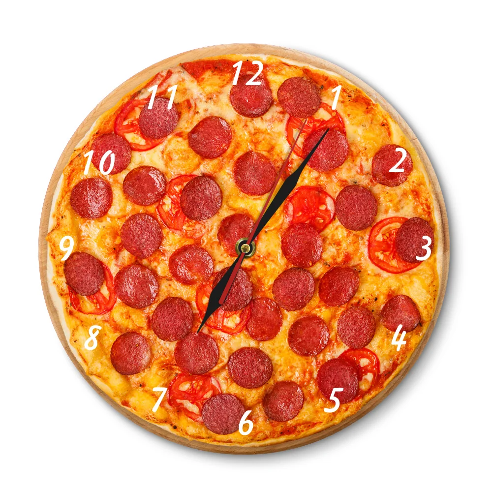 Итальянские настенные часы Pepperoni для пиццы, итальянский ресторан, дизайн пиццы, часы для пиццы, паста, Закусочная, шеф-повара, винтажный подарок, часы со знаком
