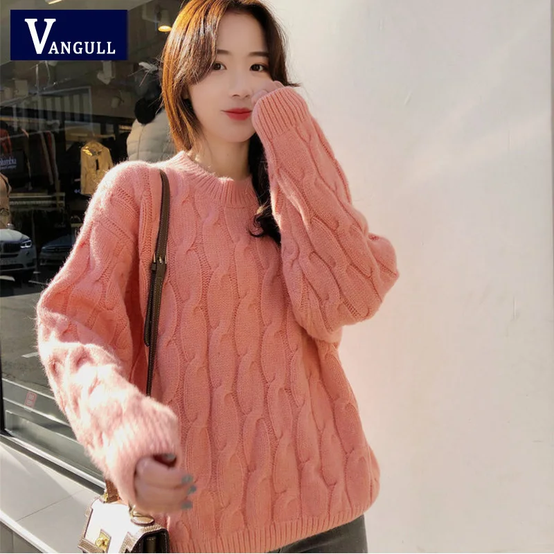 women winter sweet sweater Hemp flowers Long Sleeve O-neck Elegant Pullovers Female Jumper Tricot Tops VANGULL 2018 New | Женская одежда