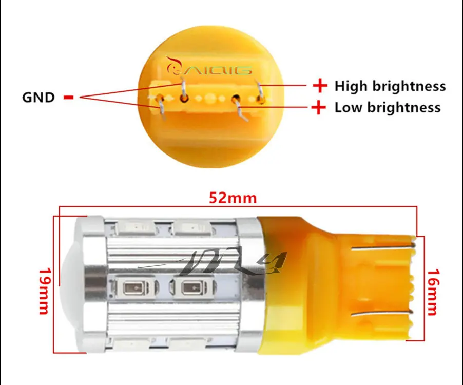 7443 7440 Car LED bulbs 12 SMD 5730 W21/5W 5W High power XPE lamp Bulbs car light source parking Yellow Amber | Автомобили и