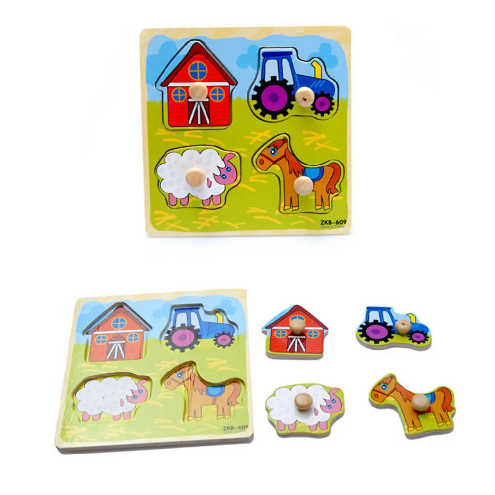 Логическая доска животные растения 1 шт. мультяшная деревянная головоломка для