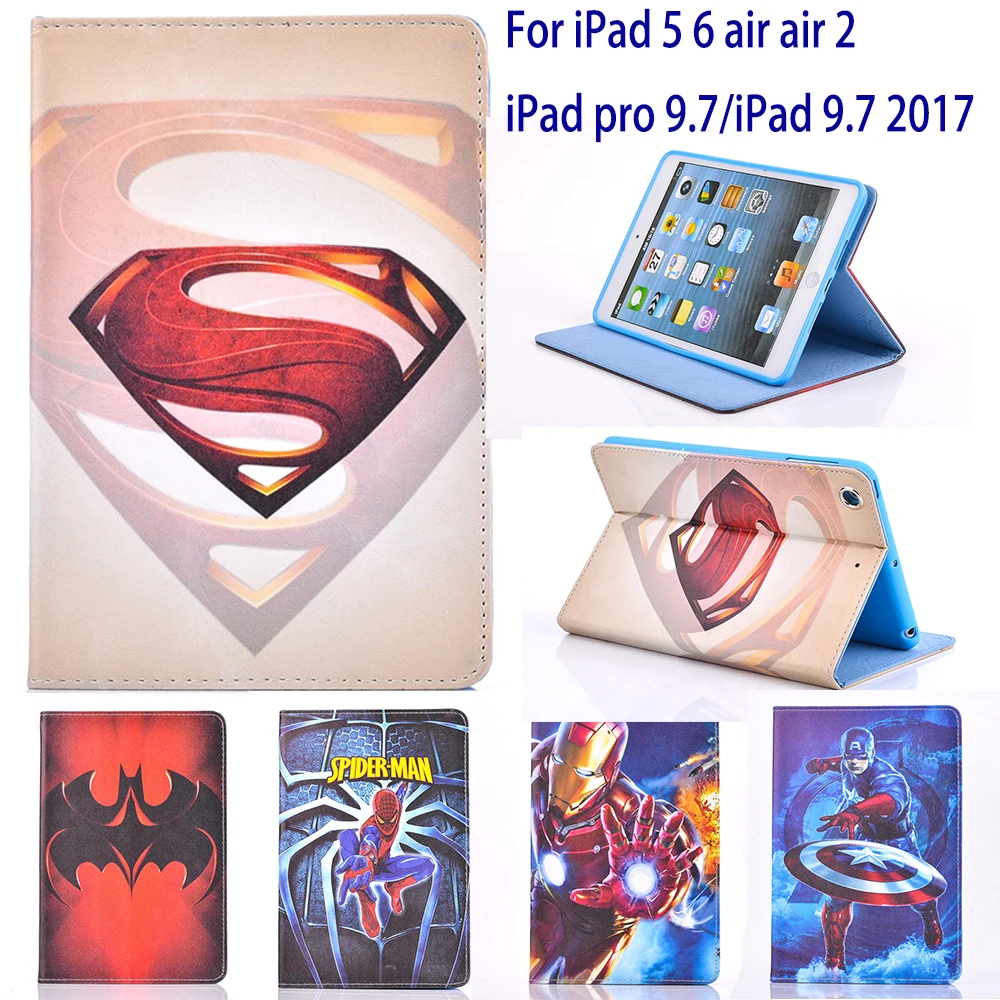 Чехол для Apple iPad 5 6 air 2 pro 9 7 2017 чехол планшетов Super man Человек паук подставка милая
