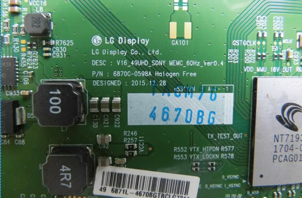 Latumab 6870C 0598A T Con плата для LG V16 _ 49uhd_sony MEMC_60Hz_Ver0.4 TCON логическая плата|ЖК-экраны и