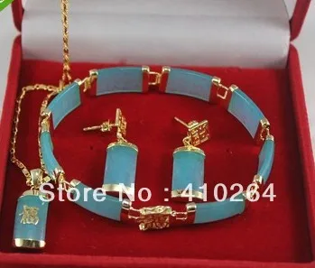 

Blue pendant necklace bracelet earrings sets