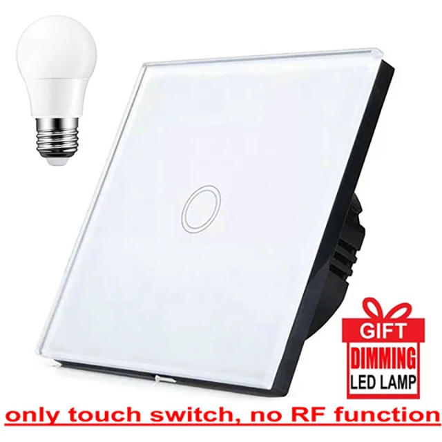 Switch and bulb Настенный светильник с сенсорным выключателем, 1 комплект, водонепроницаемая панель из закаленного стекла, настенный светильник s, стандарт ЕС, Великобритания - Цвет: Switch and bulb