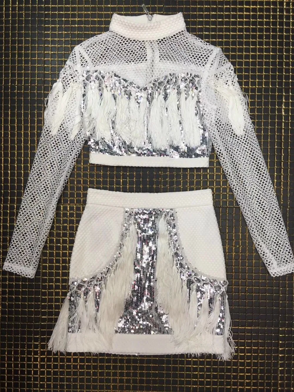 Новые роскошные пикантные с длинным рукавом блестки кисточкой Для женщин модное