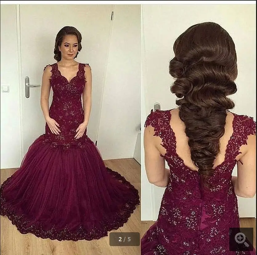 Новый дизайн 2017 Русалка Кружева аппликация бисером платье для выпускного бала