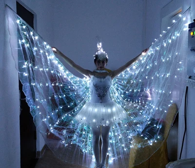 Wing with 400 lights Светодиодный светящийся крылья 8 огней мигающий эффект Бабочка Ангел реквизит Люминесцентная бабочка танцоры крылья костюмы - Цвет: Wing with 400 lights