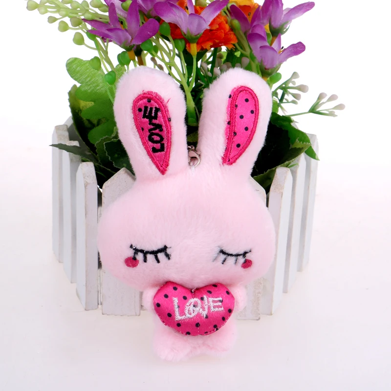 Милые девочки-малышки Мини кролик плюшевые игрушки Ручной работы смешанных цветов ключевая цепочка подвеска для дома свадебного украшения сердце на.