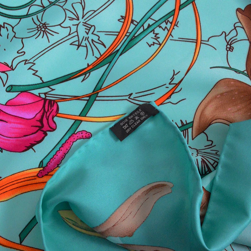 [BYSIFA] синий зеленый шелковый шарф Новый китайский стиль цветочный дизайн