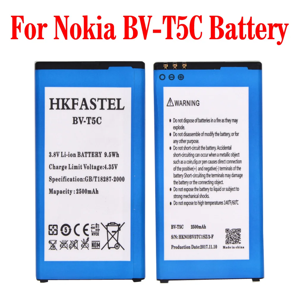 Hkfatel новый оригинальный BV T5C литий ионный аккумулятор мобильного телефона для Nokia