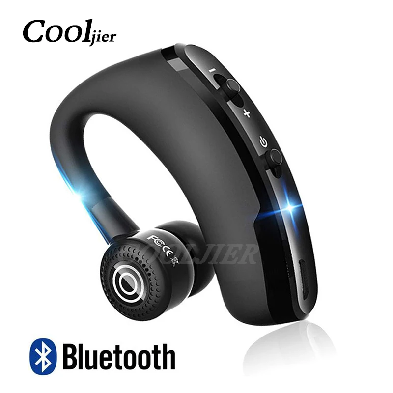 COOLJIER, новинка, беспроводные Bluetooth наушники, V9, стерео, деловая гарнитура, свободные руки, ушные крючки, наушники с микрофоном для iPhone XR X 8