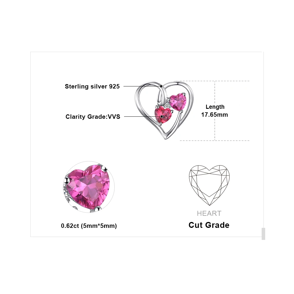 Jewelrypalace любовь 1.2ct сердца создано ruby розовый сапфир &quotКулон 925 Серебряная свадьба