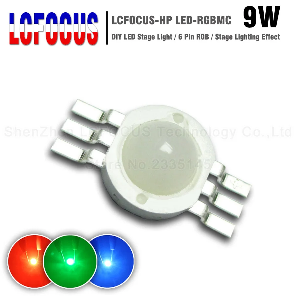 Высокая мощность 9 Вт RGB LED чип COB бусины 3 красный зеленый синий полный цвет 6 Pin 45mil