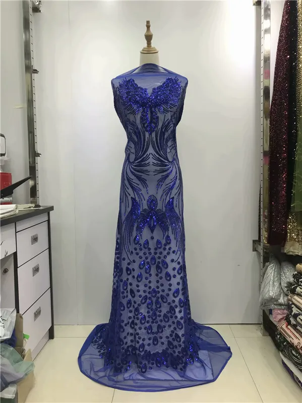 

Высококачественная нигерийская Свадебная кружевная ткань Королевский синий последние Африканские кружева зеленая французская Сетка круж...