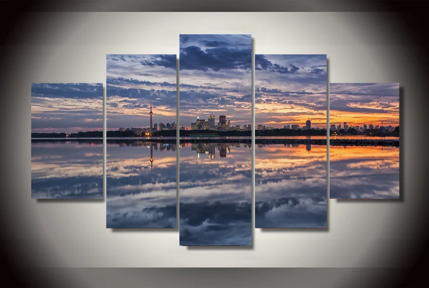 

HD Printed downtown toronto 5 piece picture Painting wall art room decor print poster picture canvas Free shipping