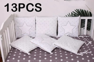 grey star 13pc Детская кроватка, бампер, защита для кровати, Детская Хлопковая кроватка, детские постельные принадлежности, 6 шт., плюшевый медведь, бампер для мальчиков и девочек - Цвет: grey star 13pc