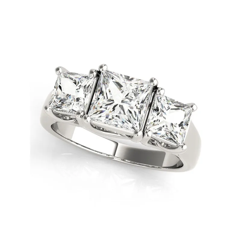 White Gold Color AINUOSHI 925 стерлингового серебра для женщин обручальное кольцо 1.25ct принцесса вырезать три кольца камни юбилей прекрасные ювелирные изделия - Цвет основного камня: White Gold Color