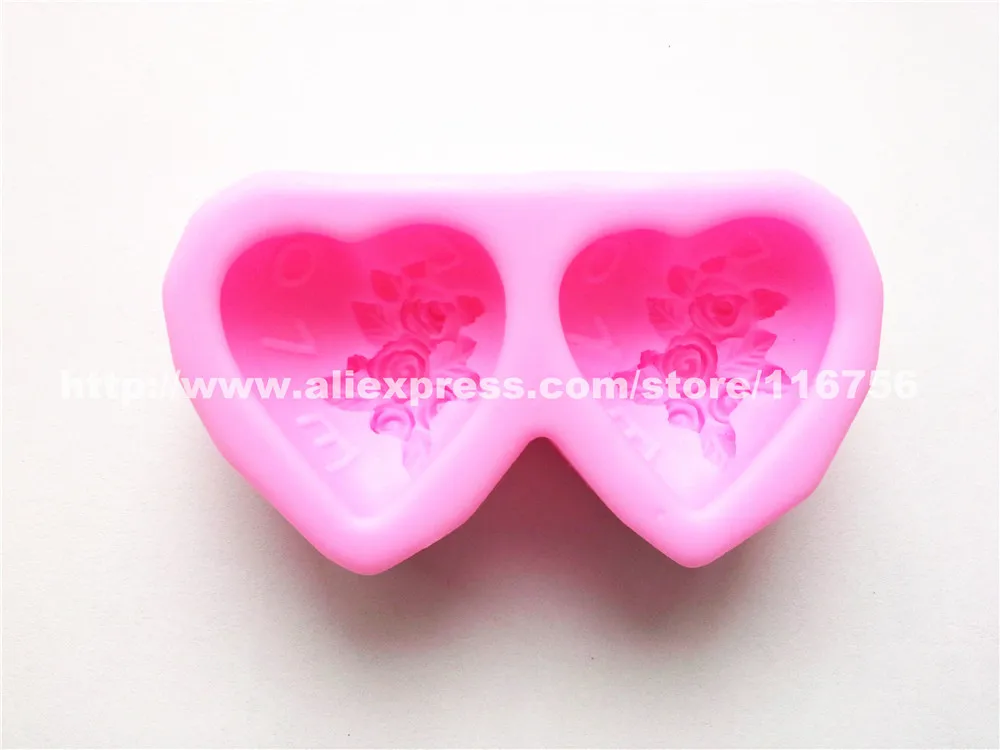 Бесплатная доставка Двойная силиконовая форма в форме сердца украшение для