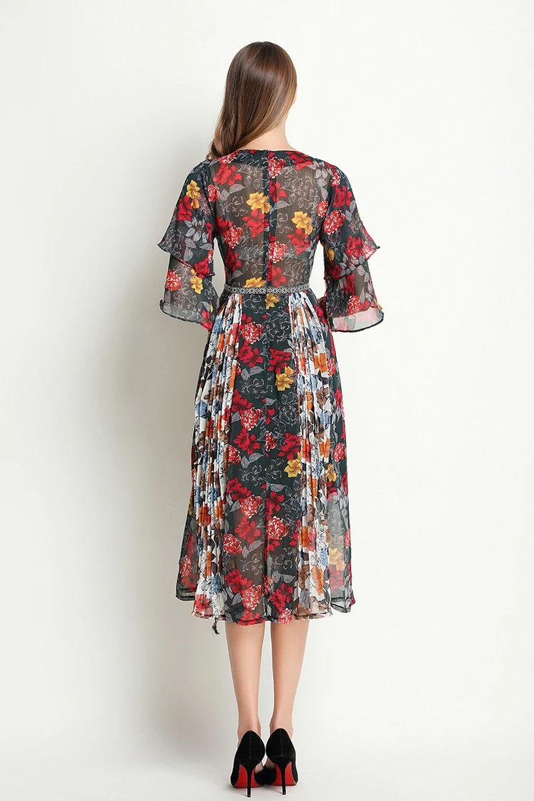 Европейский стиль брендовая одежда 2018 Модное шифоновое платье с коротким