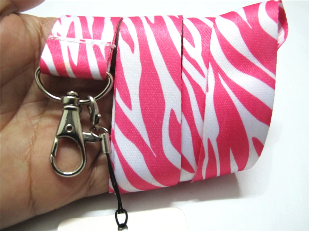 Hensongift One PC розовый/черный/белый Zebra Key Lanyard Cheetah нагрудные опознавательные Значки для идентификации владельцев животных полосой телефон шеи ремни