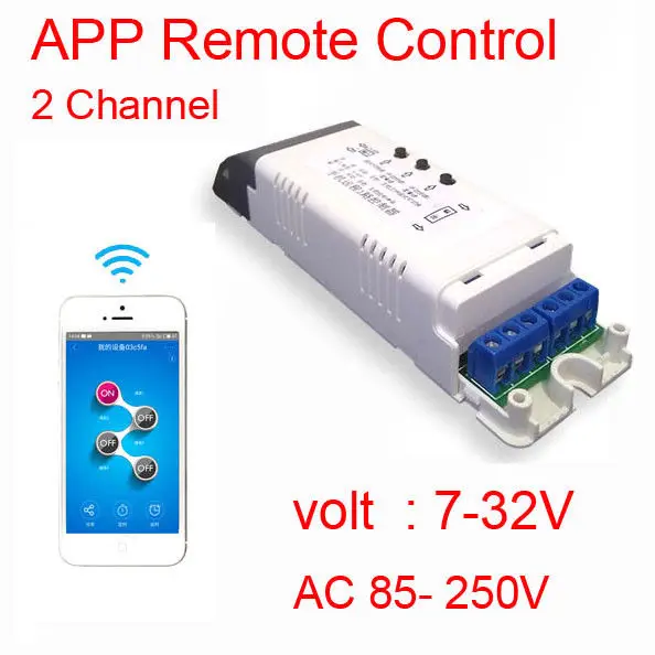 

WIFI APP Control 2CH Remote Control WIFI Wireless Switch DC 12v 24v 110v 220v AC for Smart Home LAMP Android Apple