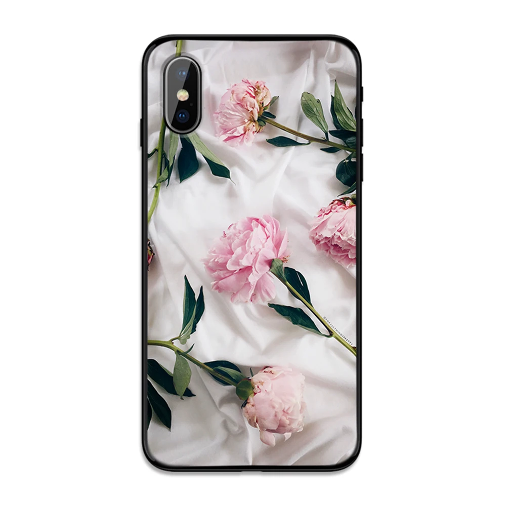 Beautiful rose lily peony vase Soft TPU Case Cover for Apple iPhone 6 6S 7 8 Plus 5 5S SE X XS MAX XR Silicone Cases | Мобильные