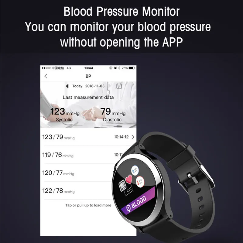 Новейший Interpad ECG PPG монитор артериального давления пульсометр Смарт часы 1 22