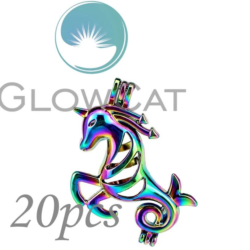 

20x CC178 Rainbow Colors Capricorn Stone Beads Cage Jewelry Making Essential Oil Diffuser Pearl Cage Locket Pendant