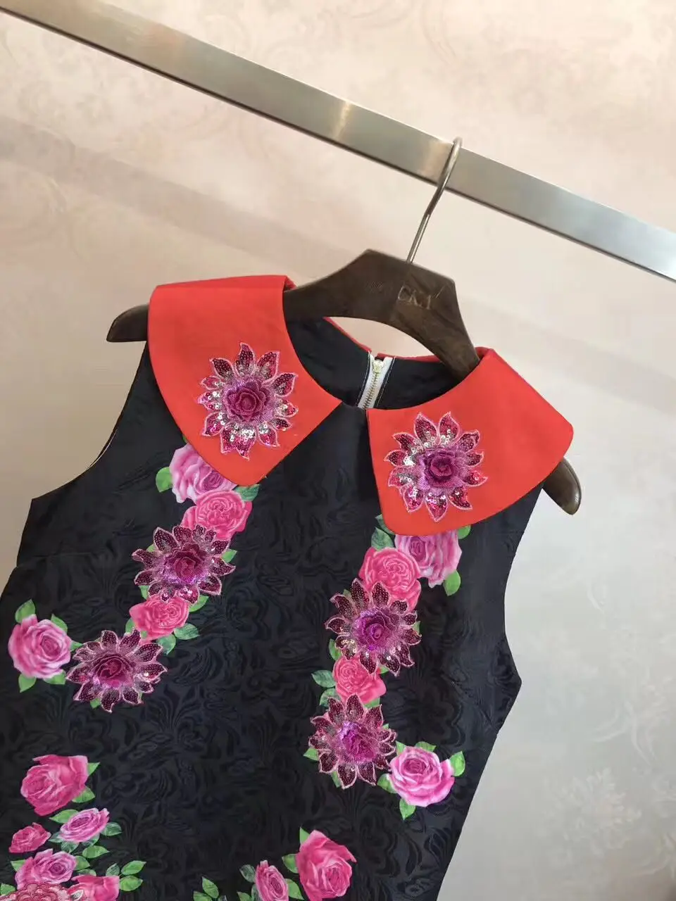 2017 летняя модная новинка бутик рукавов трехмерный цветок ногтей блестки кошка