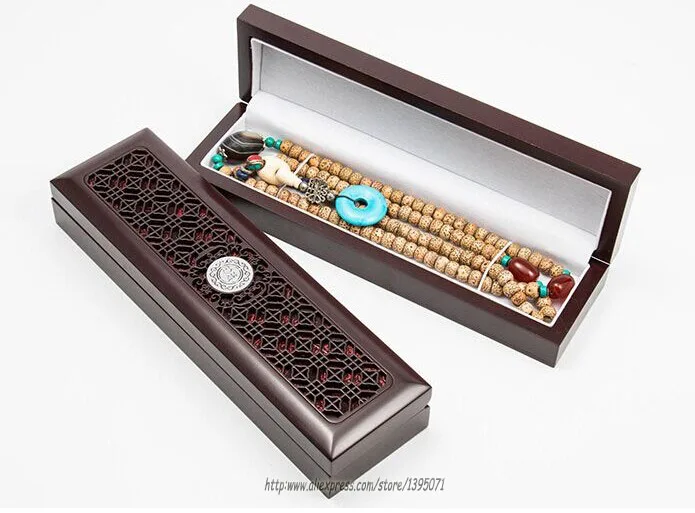 Necklace Box Высокое качество Красный окрашенные деревянные кольца коробка кулон держатель ожерелье Упаковка Чехол Коробка для ювелирных изделий браслет для хранения - Цвет: Necklace Box