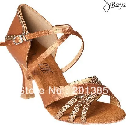 Профессиональные дамы Обувь для девочек Tan Satin Костюмы латиноамериканских танцев