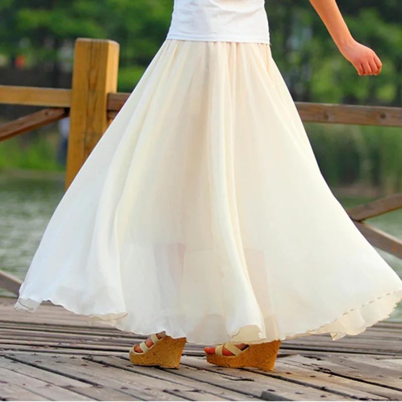 Plus Size s-4xl Fashion Woman Summer new chiffon skirt female sweeping Lady magic fairy bohemian half-length | Женская одежда