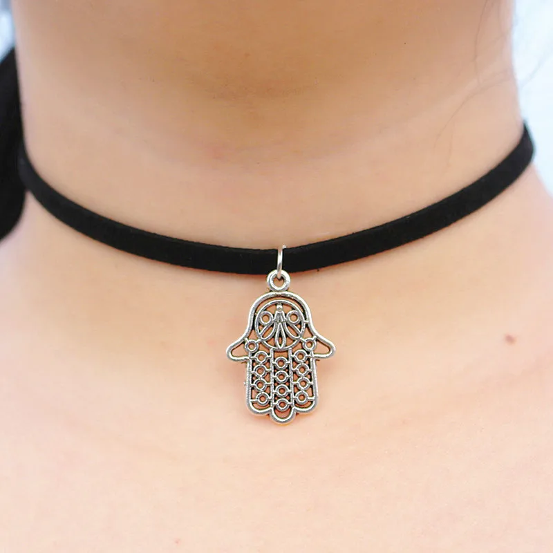 Женское Ожерелье чокер N893 готическое ожерелье с ручной подвеской черное