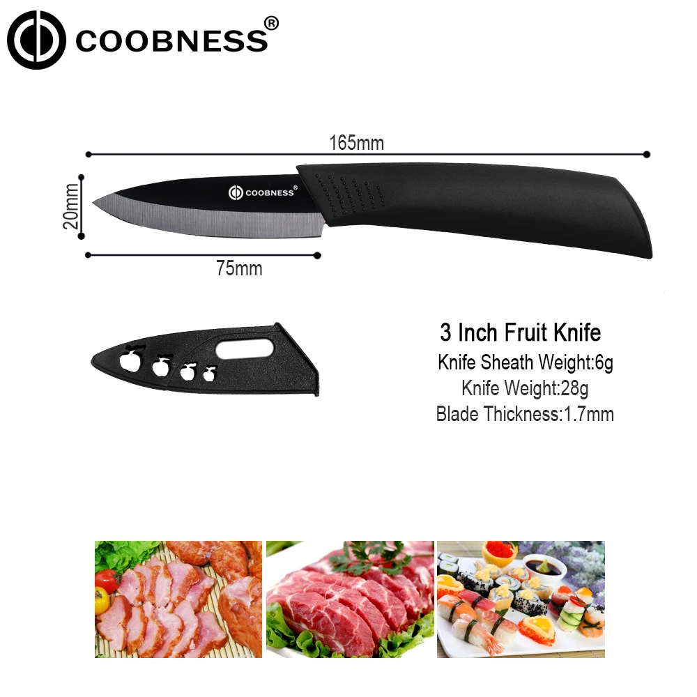 Кухонные инструменты COOBNESS керамический нож 3 &quot4&quot 5 &quotдюймов черное лезвие