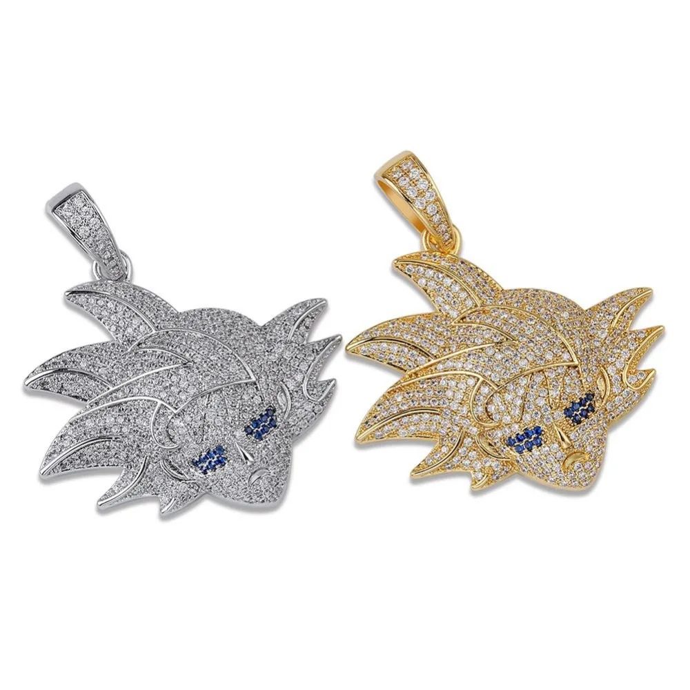 Хип хоп Bling Ice Out AAA CZ Циркон мультфильм Dragon Ball персонажи ужин Saiyan GOKU кулон ожерелье мужчины рэппер ювелирные изделия
