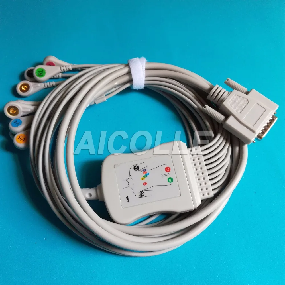 Eletrocardiograma Nihon Kohden 9130K 9110 ЭКГ кабеля 10 кабель 15 контактный разъем оснастки ведет на