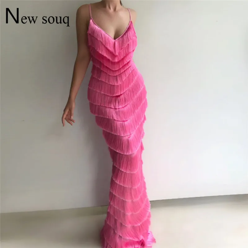 

African Evening Dresses Tassel Turkish Arabic Party Gowns Dubai Mermaid Abaya Robe De Soiree Longue Muslim Fomal Prom Dress 2019