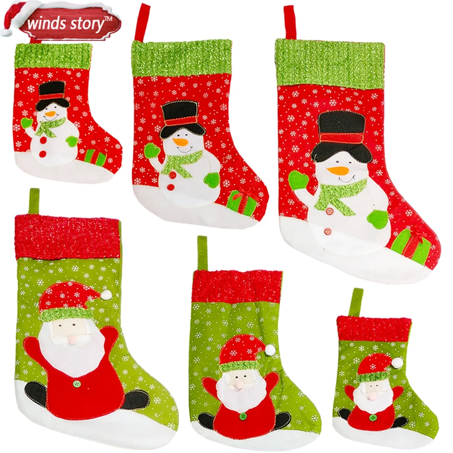 2019 Санта/снеговик украшения чулки рождественский носок висит носки подарок