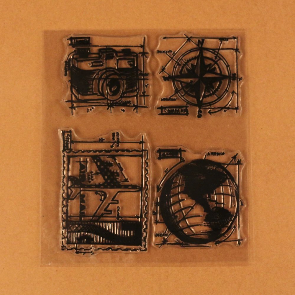 Путешествия stamp камеры компас теллурий самолет почтовая марка diy разработке