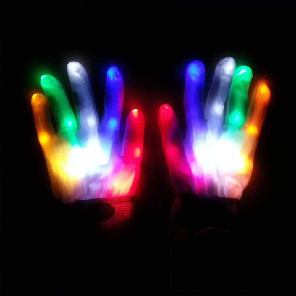 Colorful 1 пара уникальный светодиодный светящиеся перчатки освещение мигающие перчатки светящиеся мигающие Красочные перчатки со скелетом Танцы клуб набор для вечеринки - Испускаемый цвет: Colorful