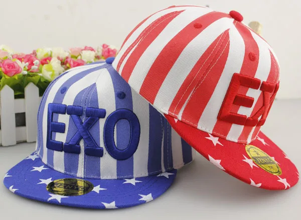 2015 New Children EXO Fashion Sports Snapback Caps Embroidery Baseball Cap Pattern Flat Hip Hop Hats | Тематическая одежда и