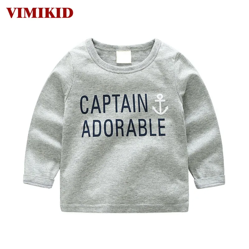 VIMIKID Одежда для мальчиков футболка Осень с длинными рукавами хлопок Темно синие и