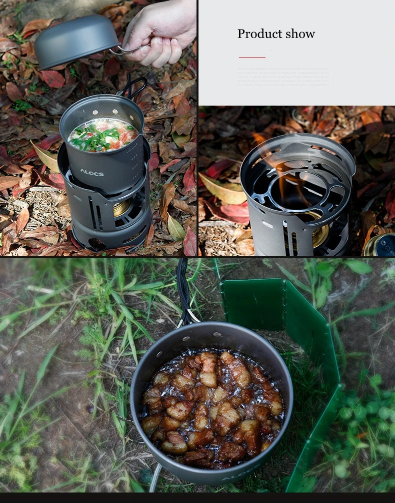 ALOCS cw-c01 7 шт. открытый набор посуды Портативный плита посуда Travel Kit Чаша Пот Плита