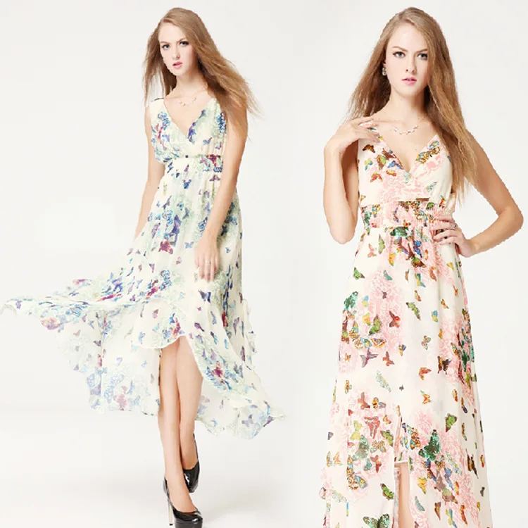 Long Summer Dress Print Women Chiffon vestidos Longos Vestido Longo Robe Vetement Femme Dresses Roupa Feminina Elbise 2016 | Женская